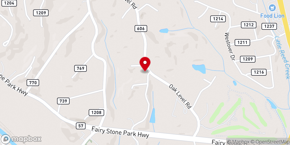 Map showing location of Oak Level Road Church of Christ
