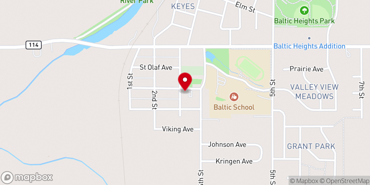 Map showing location of Baltic Lutheran Church