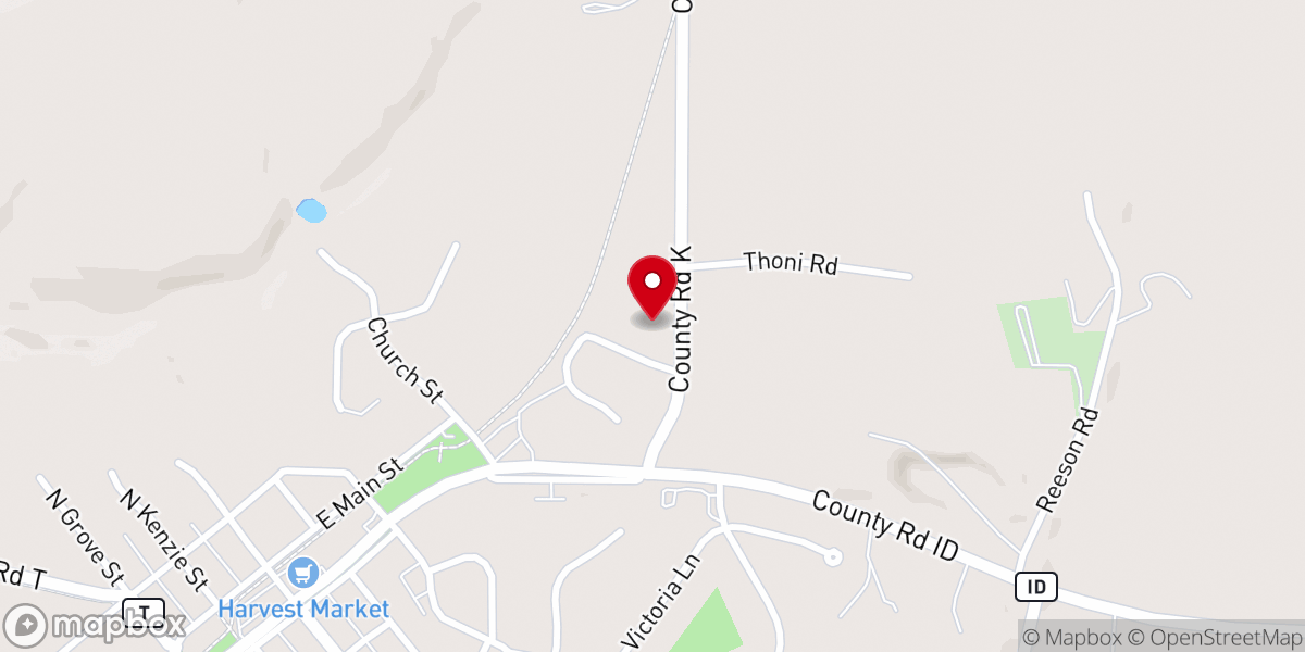Map showing location of Barneveld Lutheran Church