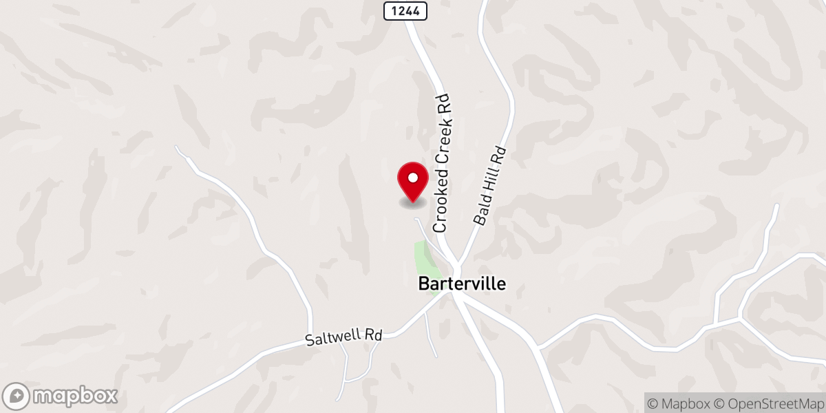 Map showing location of Barterville United Methodist Church