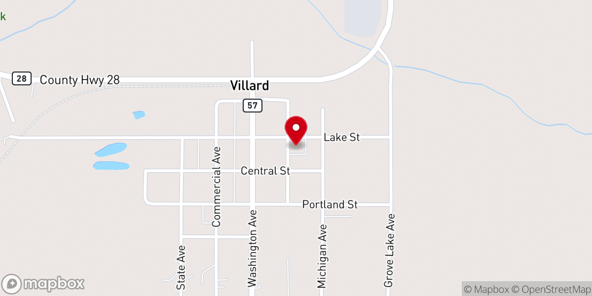 Map showing location of Villard United Methodist Church