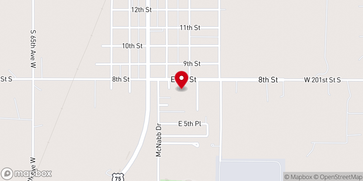 Map showing location of Mounds Assembly of God