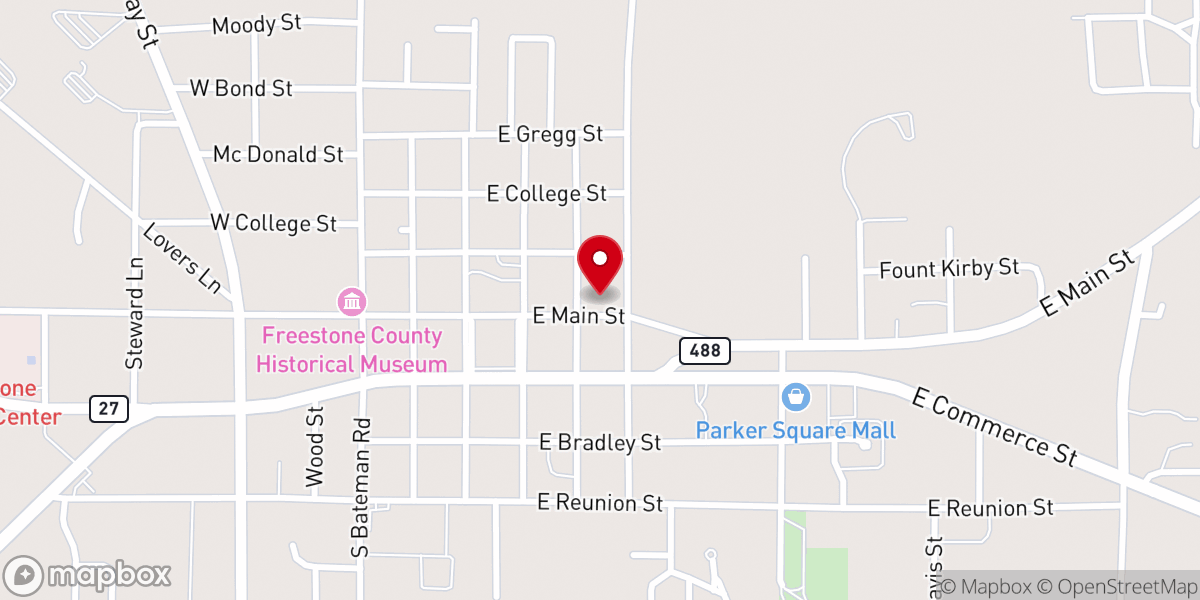 Map showing location of Freestone County Historical Museum
