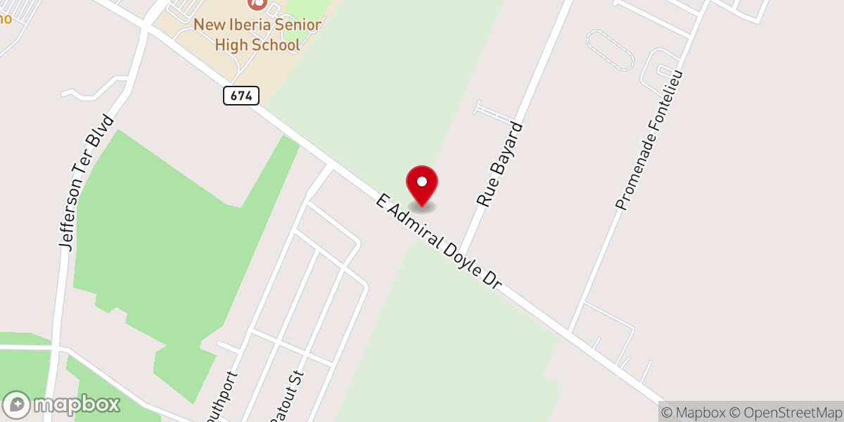 Map showing location of Church on the Rock - New Iberia