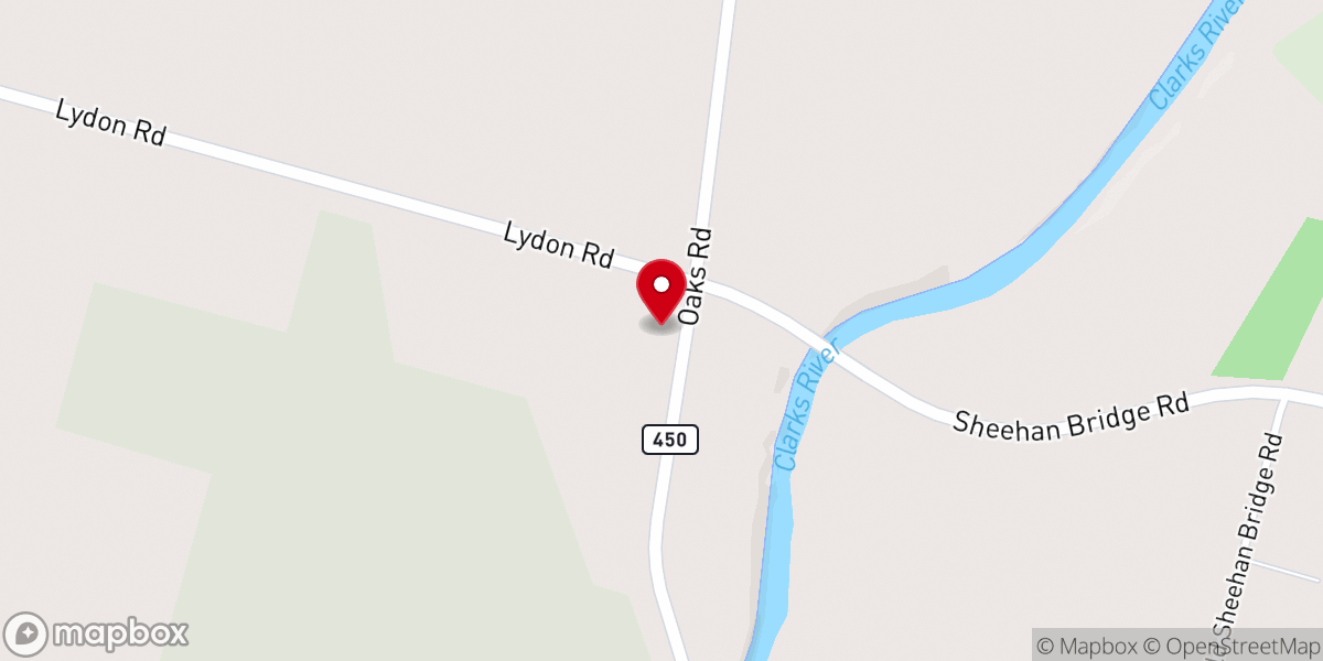 Map showing location of Oak Grove Baptist Church