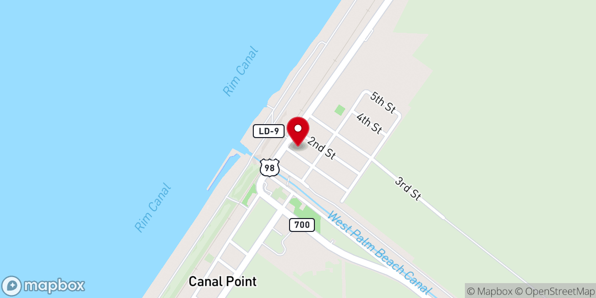 Map showing location of Canal Point Baptist Church