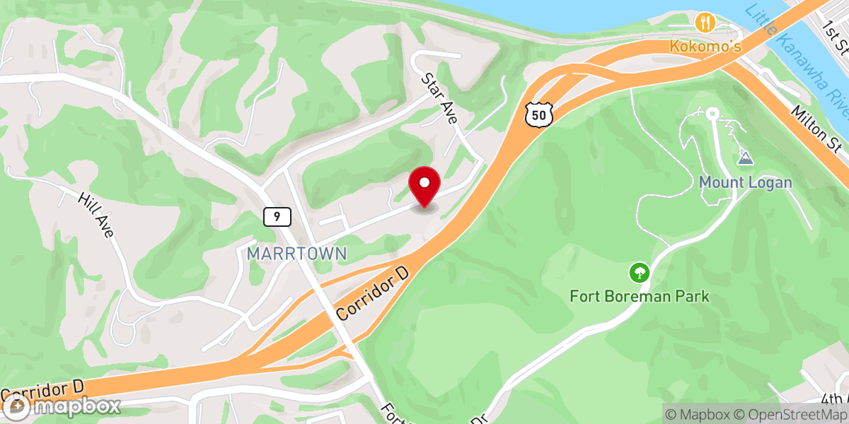 Map showing location of Blennerhassett Church of the Nazarene