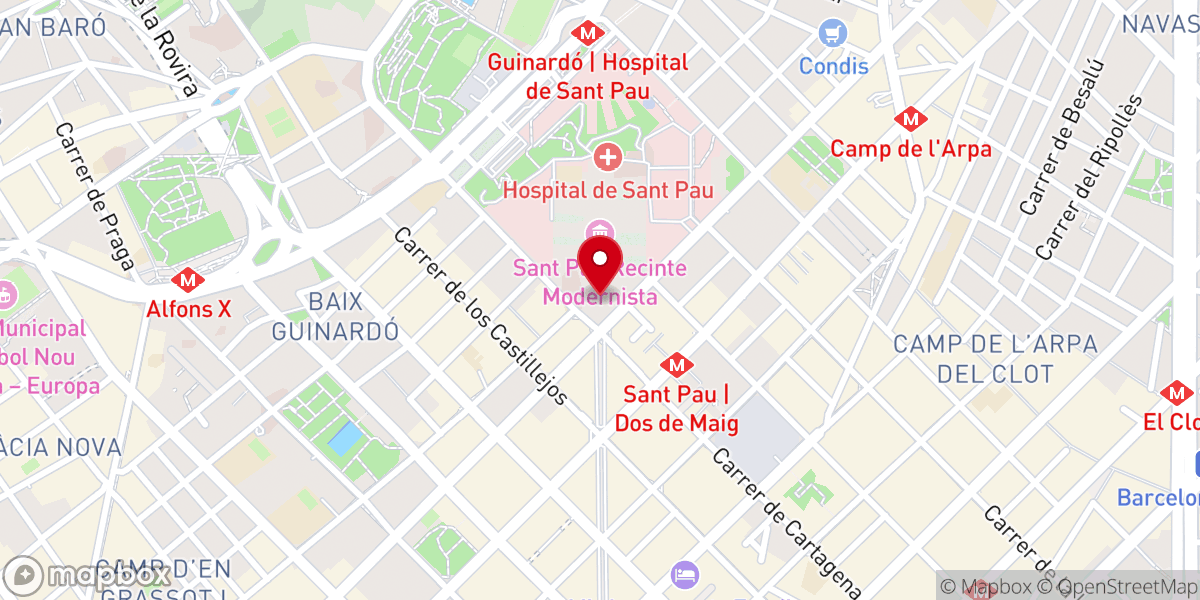 Map showing location of Recinto Modernista de San Pau