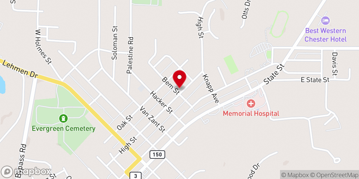 Map showing location of First Apostolic Pentecostal Church