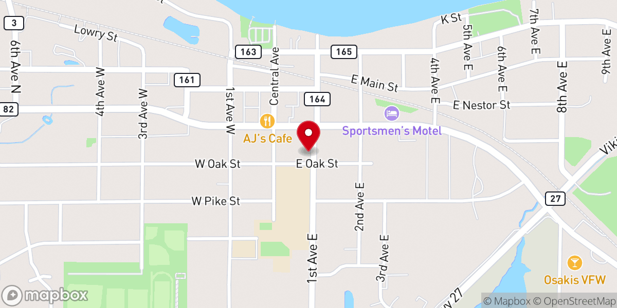 Map showing location of Osakis Lutheran Church