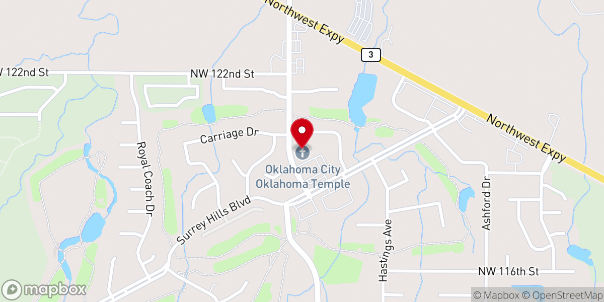 Map showing location of Oklahoma City Oklahoma Temple