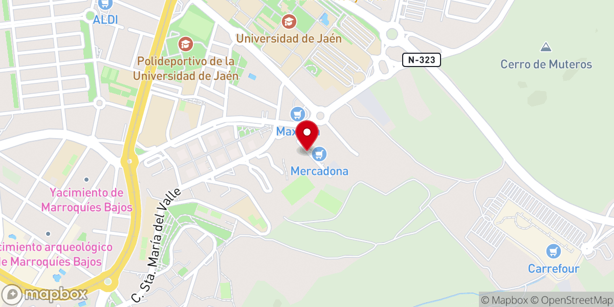 Map showing location of Iglesia Evangélica Bautista de Jaén
