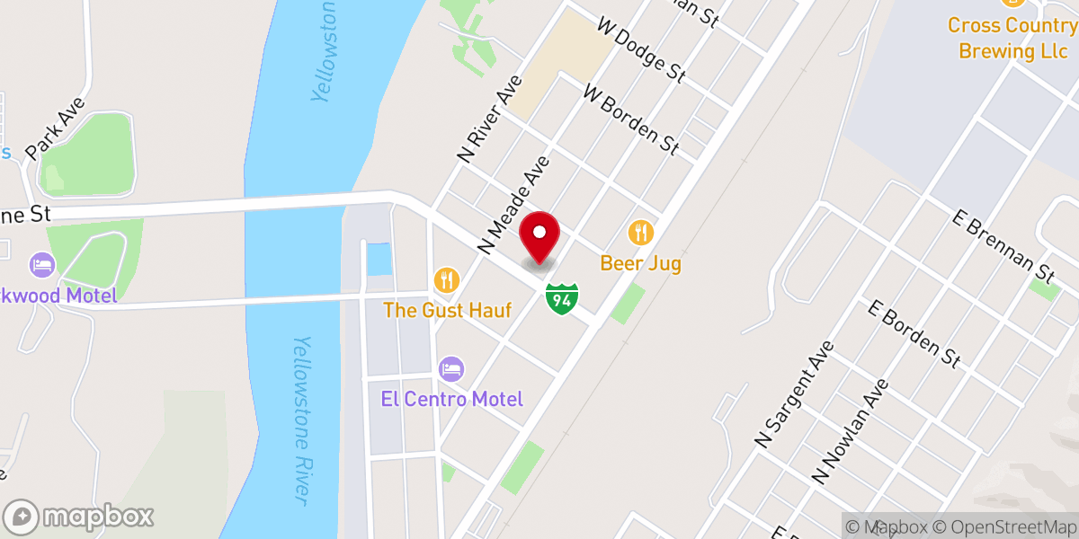 Map showing location of Glendive United Methodist Church