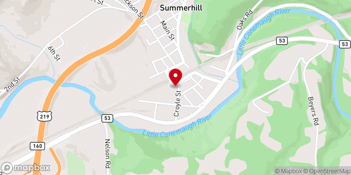 Map showing location of St. John Evangelical Lutheran Church