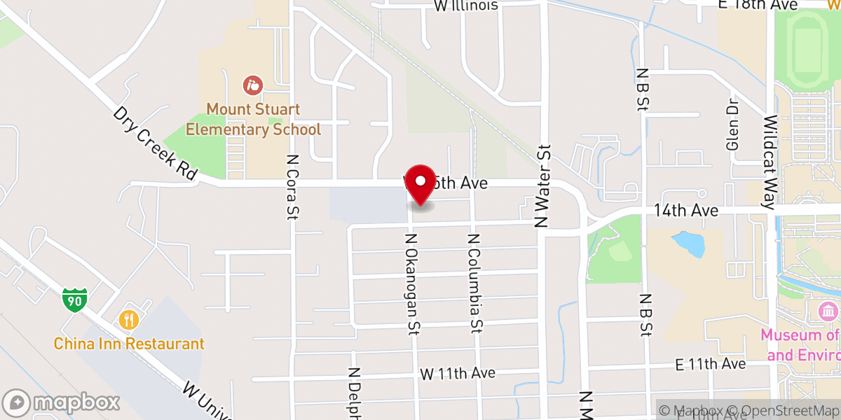 Map showing location of Ellensburg Seventh-day Adventist Church