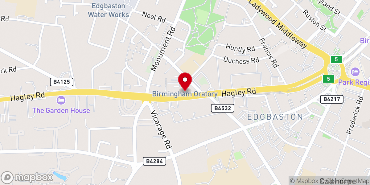 Map showing location of The Oratory Church of the Immaculate Conception