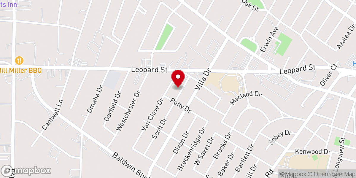 Map showing location of West Heights Baptist Church
