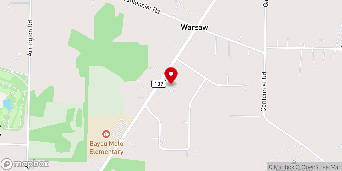 Map showing location of Bayou Meto Baptist Church