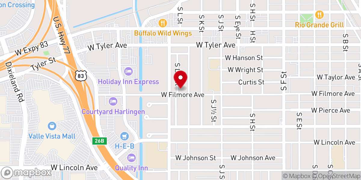 Map showing location of Los Vecinos Baptist Church