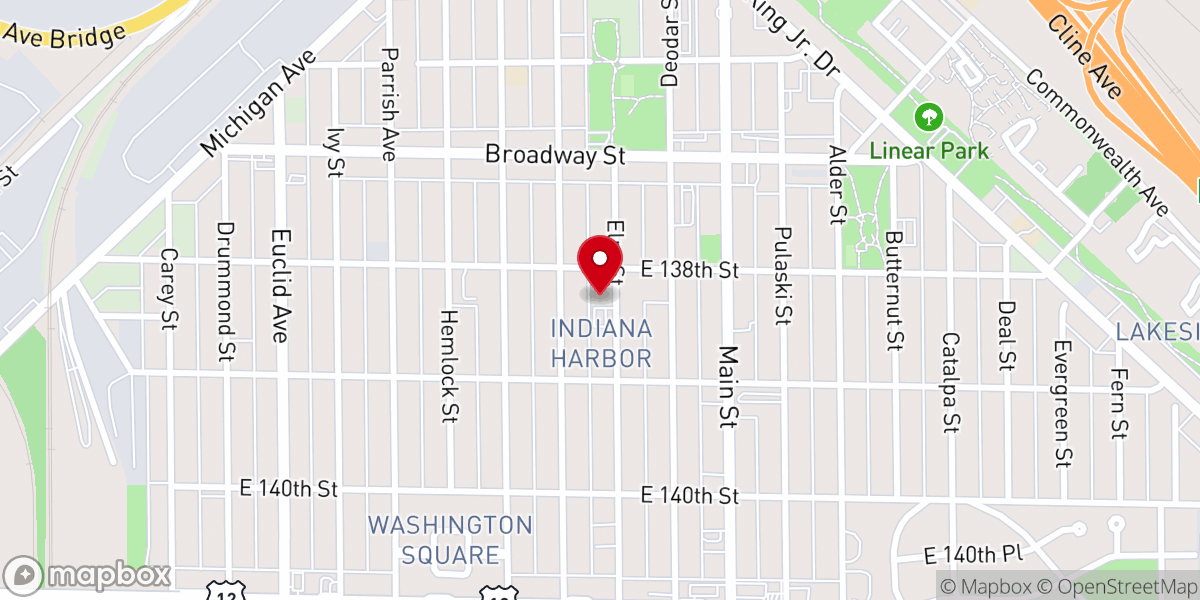 Map showing location of IGLESIA PENTECOSTAL EMANUEL - INDIANA HARBOR CHURCH