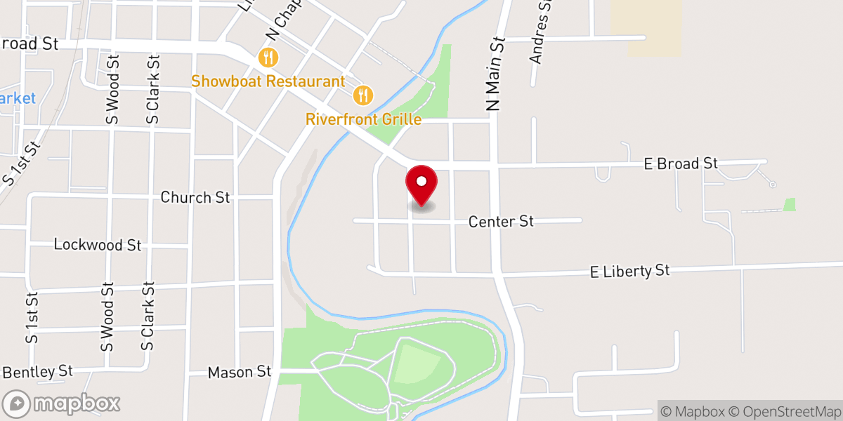 Map showing location of Zion Evangelical Lutheran Church