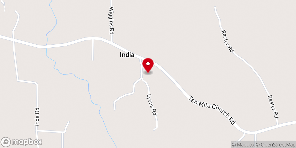 Map showing location of Liberty Hill Church