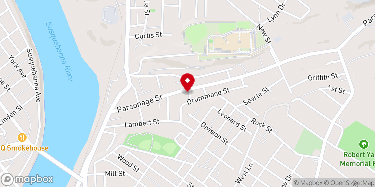Map showing location of Second Presbyterian Church of Pittston
