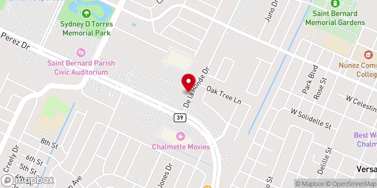 Map showing location of Chalmette church of Christ