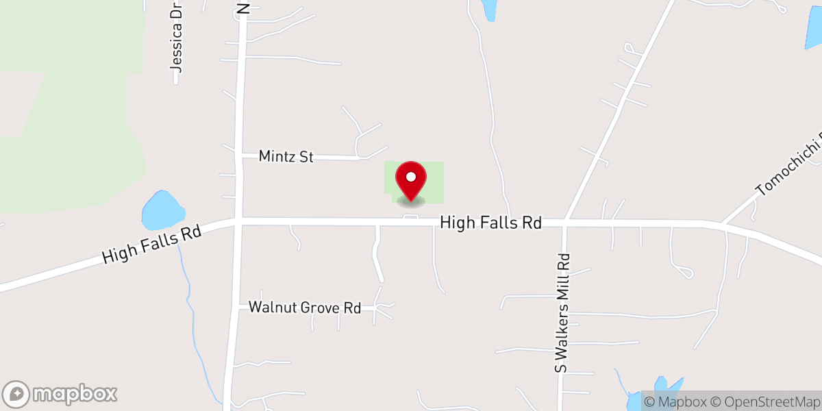 Map showing location of Pinnacle Baptist Church