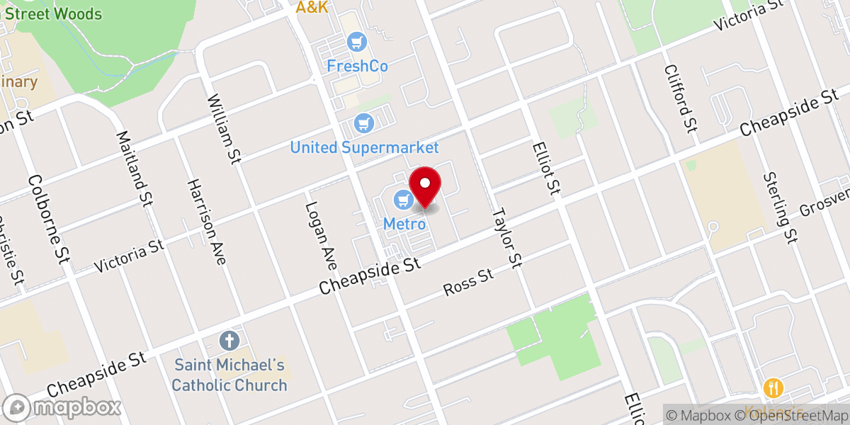 Map showing location of Church's Texas Chicken