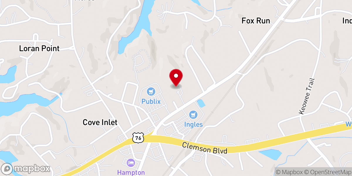 Map showing location of Oconee Presbyterian Church