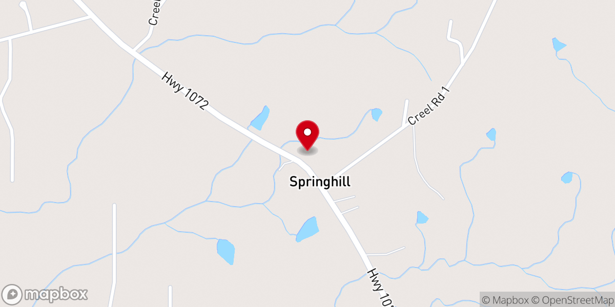 Map showing location of Spring Hill Baptist Church