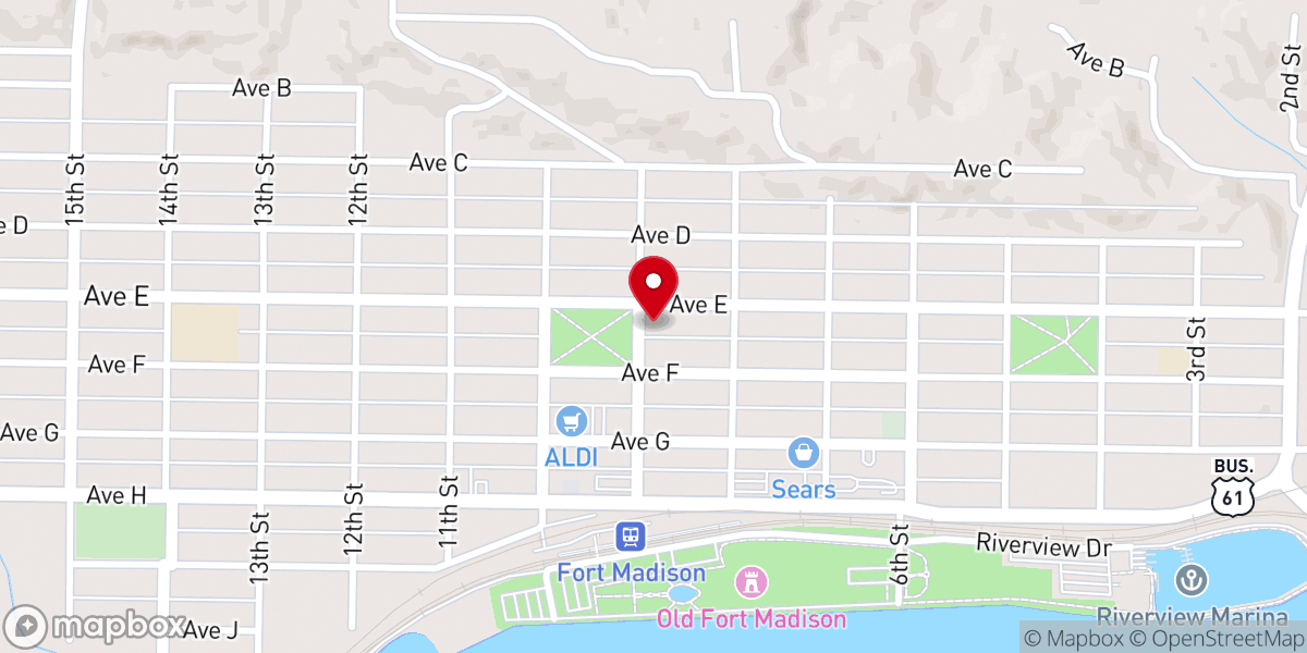 Map showing location of Fort Madison United Methodist Church