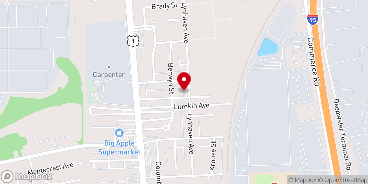 Map showing location of Beulah Baptist Church