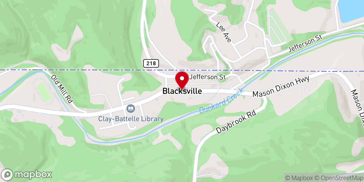 Map showing location of Blacksville