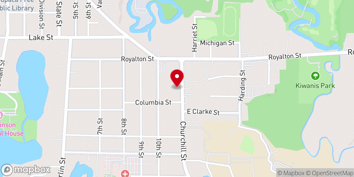 Map showing location of Waupaca Area Food Pantry