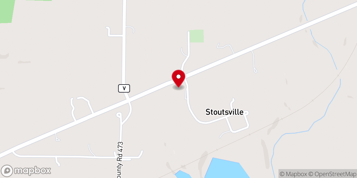 Map showing location of Stoutsville Baptist Church