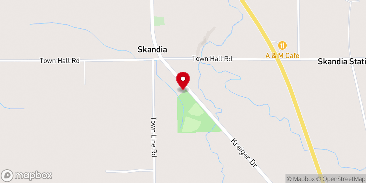 Map showing location of Skandia Township Hall