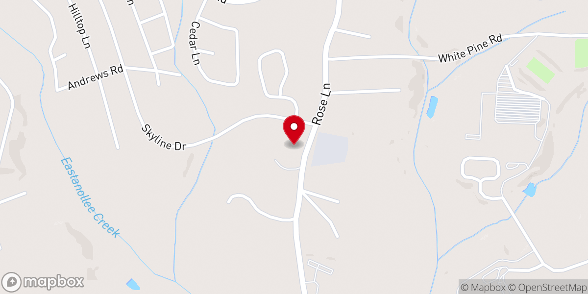 Map showing location of Toccoa Bowling Center