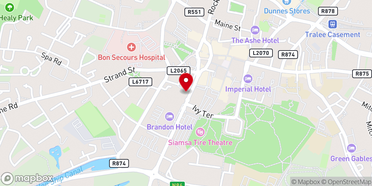 Map showing location of Holy Cross Priory, Tralee