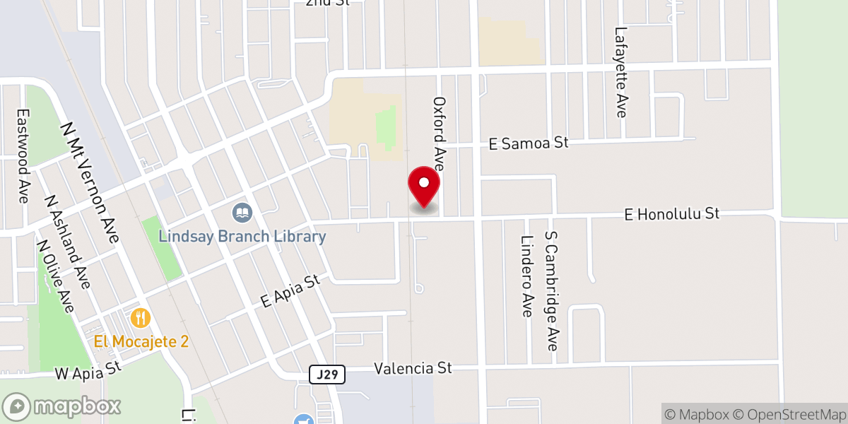 Map showing location of First Baptist of Lindsay