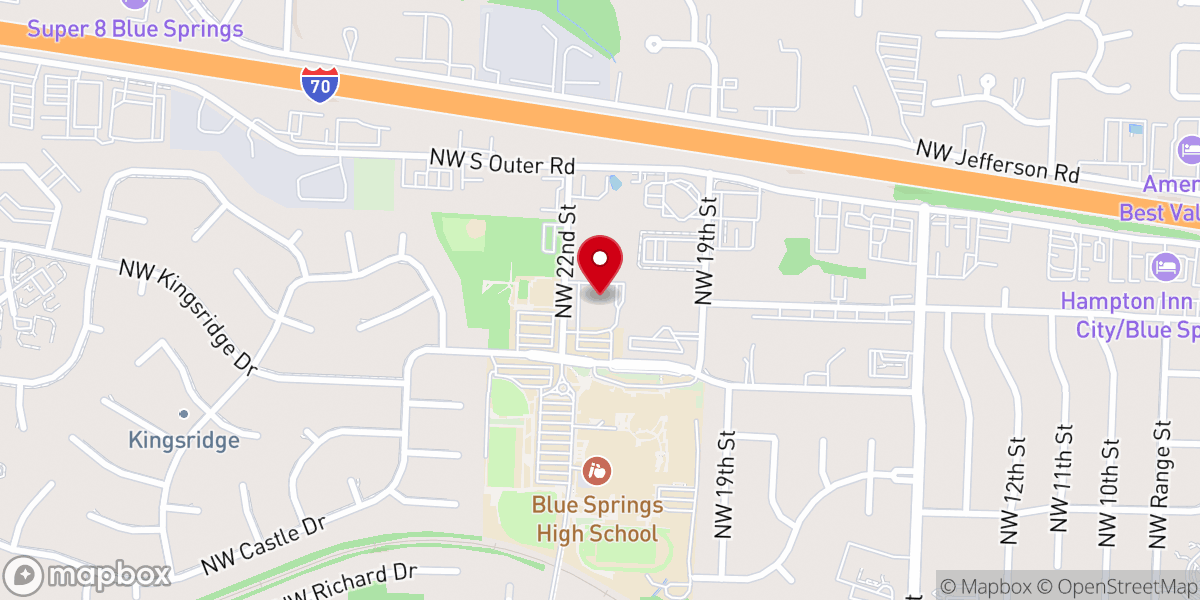 Map showing location of Calvary Blue Springs