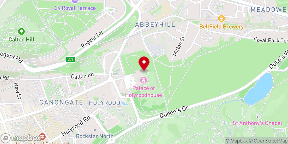 Map showing location of Holyrood Abbey