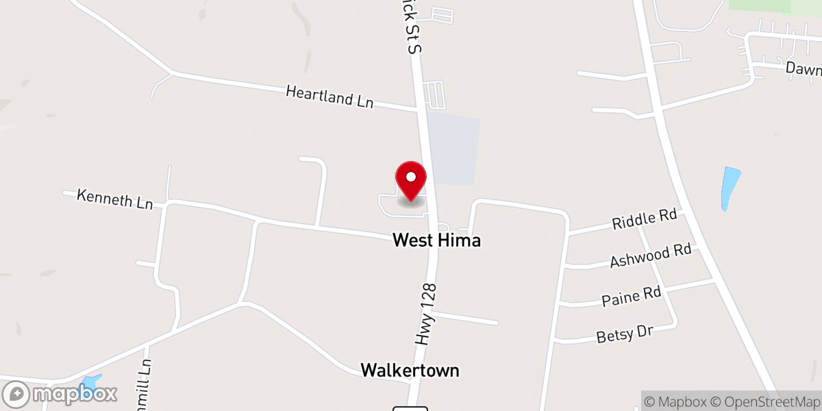 Map showing location of Hopewell Baptist Church