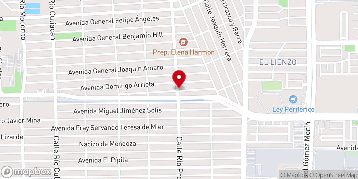 Map showing location of Unidad Cristiana