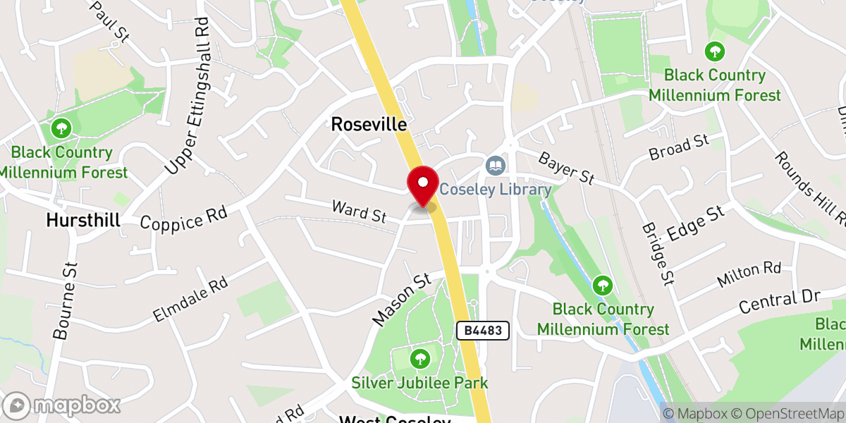 Map showing location of New Hope Baptist Church Coseley