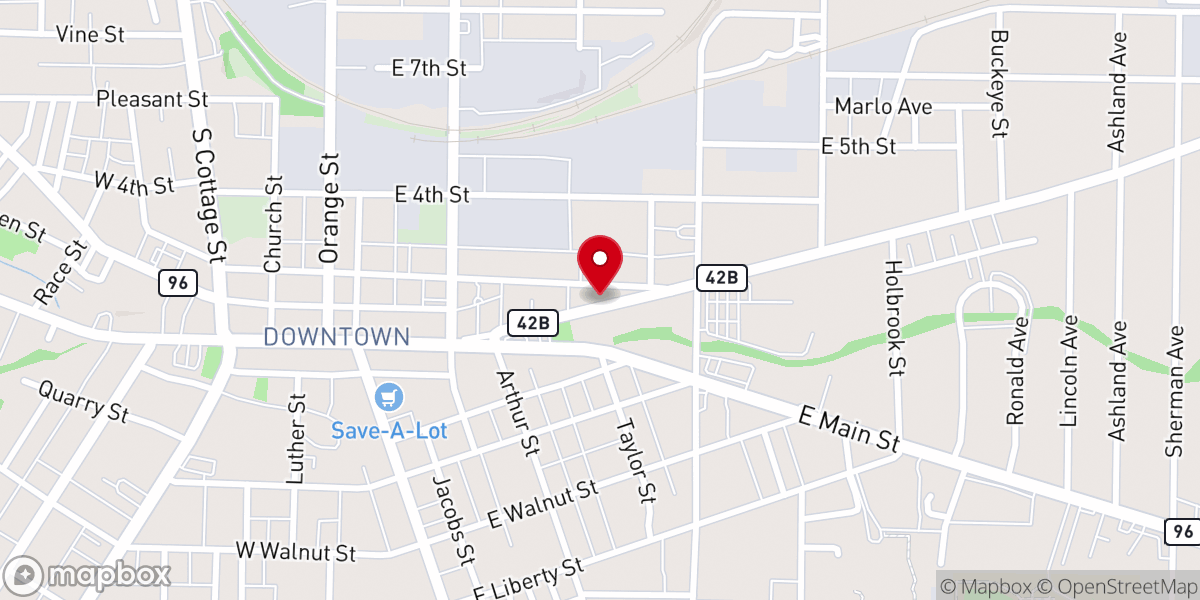 Map showing location of Ashland Emmanuel Church