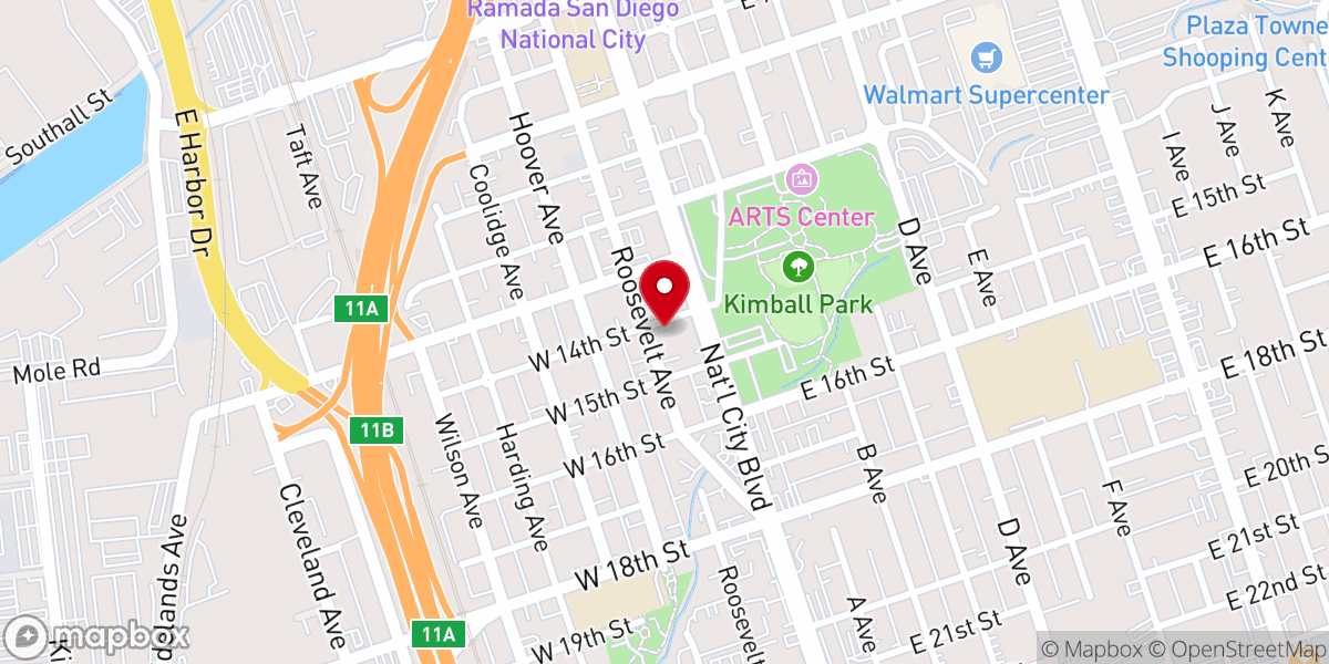 Map showing location of Roosevelt Avenue Baptist Church