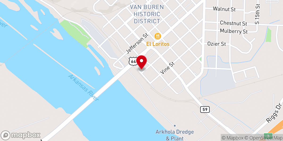 Map showing location of Gospel Rescue Mission
