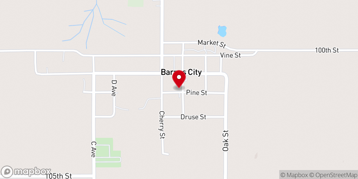 Map showing location of Barnes City United Methodist Church